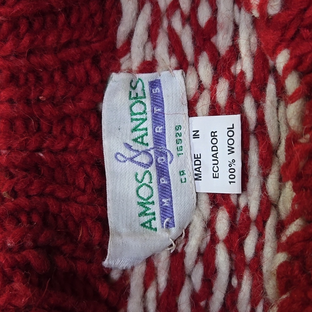 VINTAGE Red Snowflake Pattern Wool Sweater - Picture 2 of 13